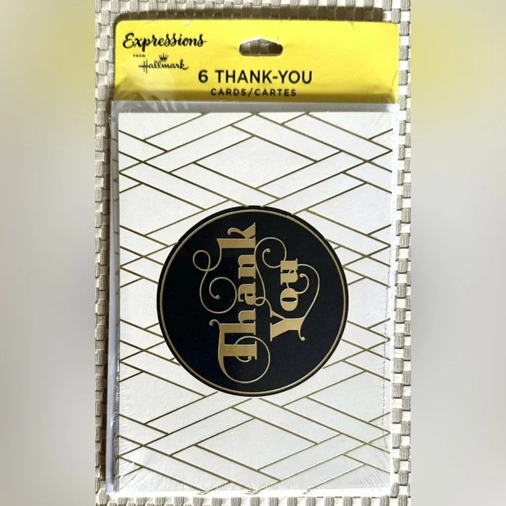 6 PACK HALLMARK ART DECO THANK YOU CARDS EXPRESSIONS BLANK INSIDE